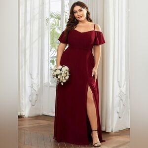 NWT Ever Pretty Chiffon Cold Shoulder Flare Sleeves Bridesmaid Dress size 20
